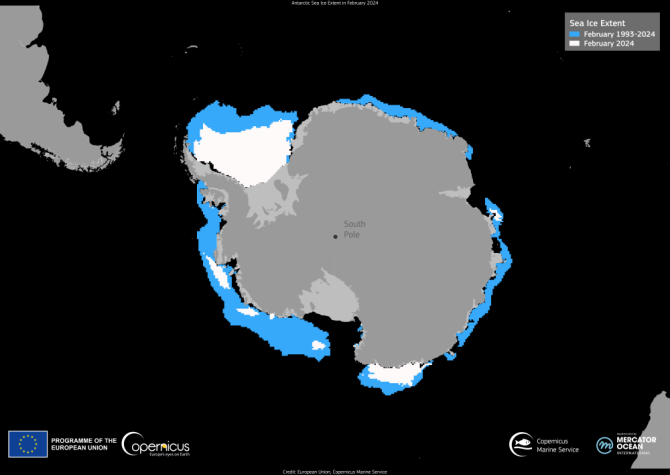 La alarmante pérdida de hielo en el Ártico y la Antártida, reflejada en el último informe Copernicus